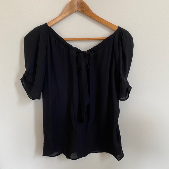 JOÍE Black Scoop-Neck Tie Blouse - Picture 5 of 8